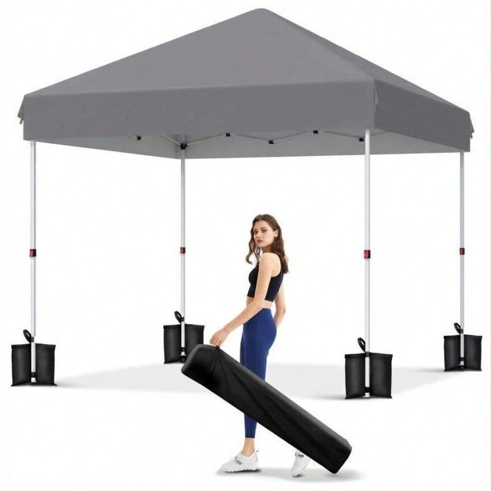 10x10 FT Pop Up Canopy Tent with 3 Adjustable Heights – Outdoor Sun Shade Shelter, 4 Sandbags & Carry Bag, for Parties & Events