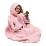 Wearable Blanket Hoodie for Adults Oversized Fleece Hooded Blanket with Sleeves and Pockets Giant Warm Coat for Women