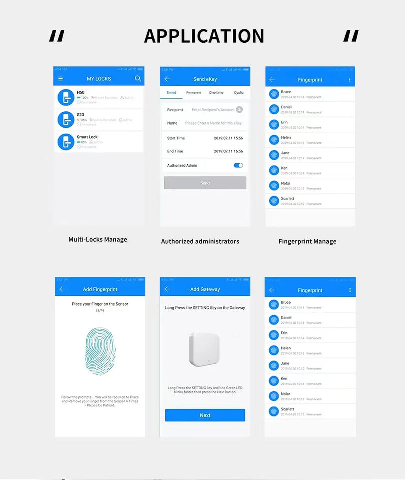 TTLock APP Waterproof Fingerprint Password Smart Lock For Outdoor Pull Push Sliding Aluminum Door 2885/ 3585/ 4585 /6085 Mortise