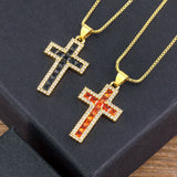 AIBEF New Arrivals Cross Crystal Pendant Necklace Copper Cubic Zircon Choker 6 Colors Choice Religion Jewelry Accessory Gift
