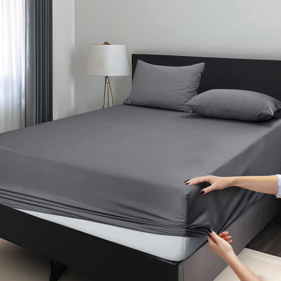 LUX Décor Fitted Sheet Only - Easy to Fit 360 Elastic Microfiber Sheets - 16 Inches Deep Pocket - Wrinkles Fade Resistant