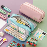 Large Pencil Case Big Capacity Storage Bag, Double-Side Open, Student Stationery, Desk Organizer for School Use