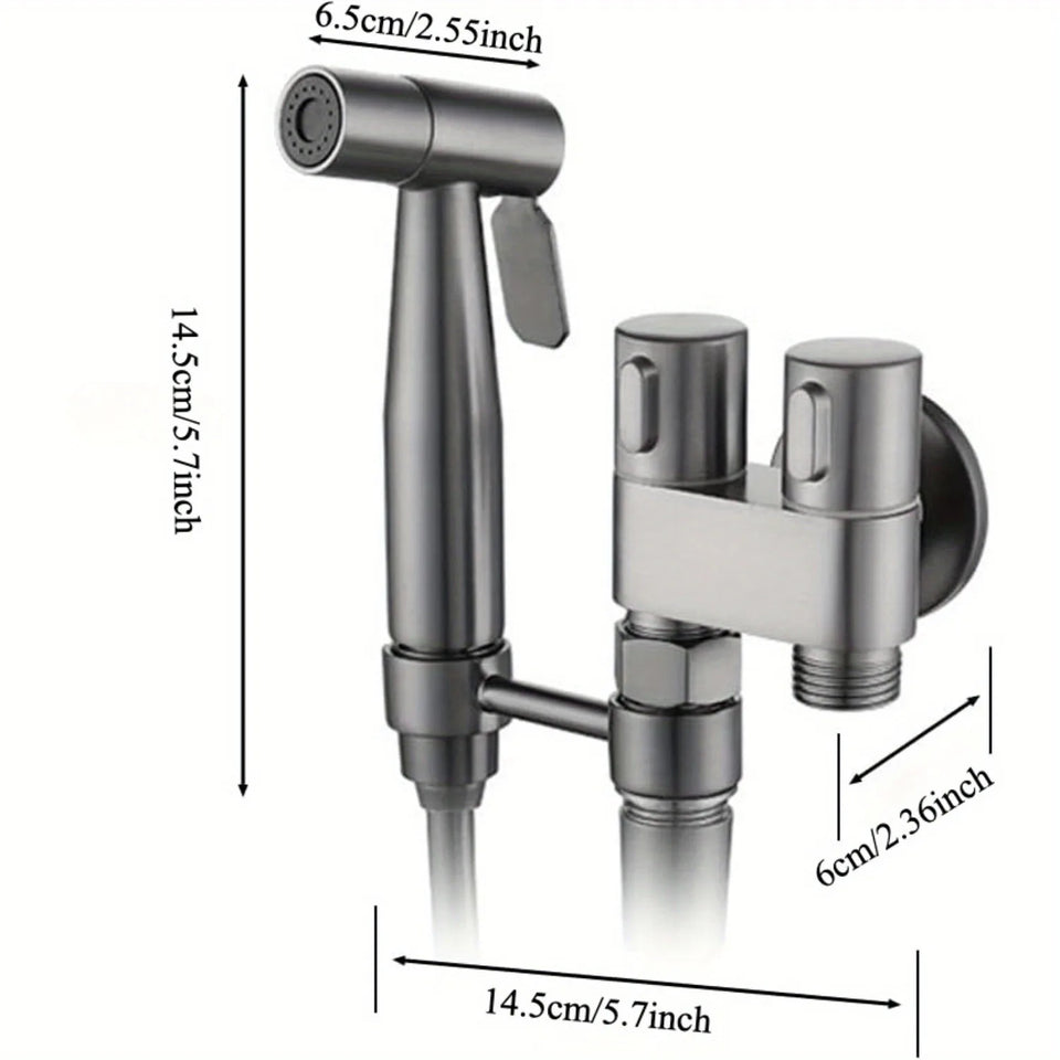 Double Control Toilet Bidet Sprayer Handheld Attachment with Pressure Control for Feminine Hygiene Baby Diaper and Pet Bath