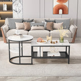 Urban Luxe coffee table with Adjustable Feet, Metal Surface Marble Slab side table living room Table Black