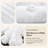 LUX Décor Hotel Stripe Pillows Set of 2 – Down Alternative Bed Pillows for Sleeping – Soft & Supportive Hotel Quality