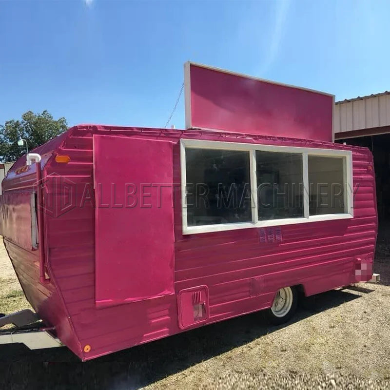 Allbetter New Design Pink Food Truck Candy Juice Vending Kiosk Ice Cream Food Trailer Cute Commercial Food Truck for Sale