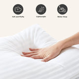 LUX Décor Hotel Stripe Pillows Set of 2 – Down Alternative Bed Pillows for Sleeping – Soft & Supportive Hotel Quality