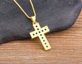 AIBEF New Arrivals Cross Crystal Pendant Necklace Copper Cubic Zircon Choker 6 Colors Choice Religion Jewelry Accessory Gift