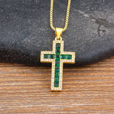 AIBEF New Arrivals Cross Crystal Pendant Necklace Copper Cubic Zircon Choker 6 Colors Choice Religion Jewelry Accessory Gift