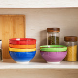 vancasso Bonita 6-Piece 380ML/820ML Porcelain Vintage Handpainted Ceramic Soup/Mixing/Fruit/Noodle/Ramen Large Serving Bowl Set