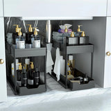 2 Pack Under Sink Organizer, 2 Tier Bathroom Cabinet Organizer with Sliding Basket, Multi-Purpose Under Sink Organizers and Stor
