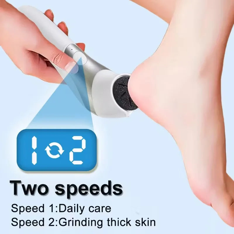 Electric Foot Grinder Rechargeable Callus Remover 2 Speed USB Pedicure Device for Thick Hard Dry Skin Heels Care