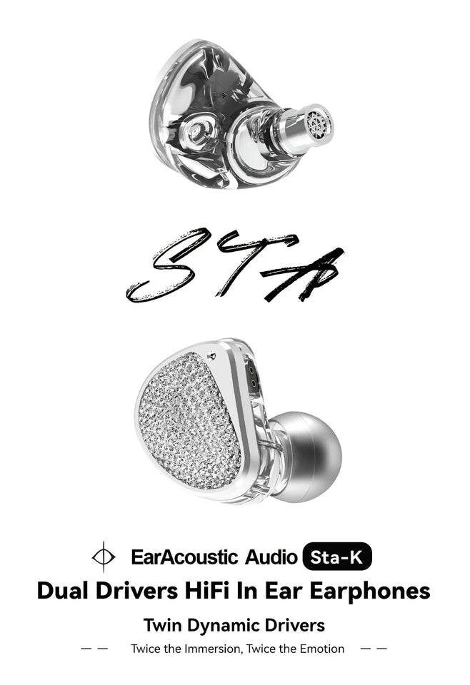 EarAcoustic Audio Sta-K Dual Driver In Ear Earphones HIFI Bass Earbuds High Sound Quality Monitor Headphones Gaming Headsets