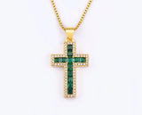 AIBEF New Arrivals Cross Crystal Pendant Necklace Copper Cubic Zircon Choker 6 Colors Choice Religion Jewelry Accessory Gift