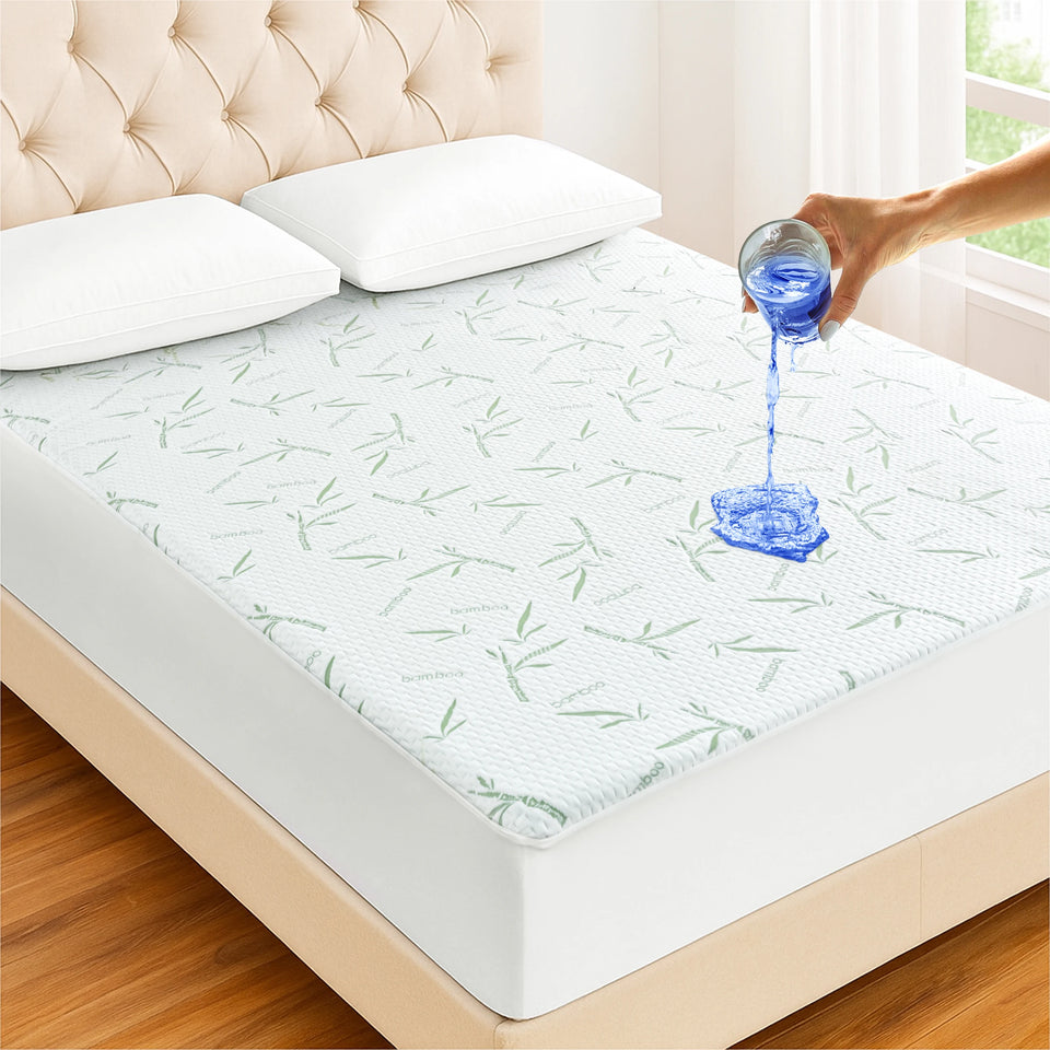 Lux Decor Mattress Protector, Cooling Rayon dervied from Bamboo Viscose, 100% Waterproof - Fitted Sheet Style, Deep Pocket