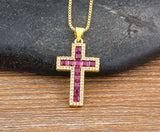 AIBEF New Arrivals Cross Crystal Pendant Necklace Copper Cubic Zircon Choker 6 Colors Choice Religion Jewelry Accessory Gift