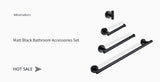 Bathroom Accessories Hardware Set Kit Towel Bar Wall Mount Matt Black Toilet Paper Holder Hand Robe Hook Hanger Stainless Steel