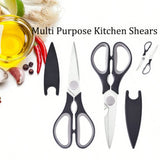1 Black Multifunctional Kitchen Scissors with An Ergonomic Handle, Suitable for Cooking, Baking, and Meal Preparation