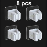 4/8/12 Mop Racks with No Drilling, Space Saving Design, Minimalist Style, Suitable for Bedrooms, Gardens, and Bathrooms