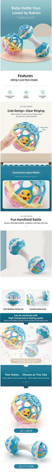 Baby toys，Baby rattle, fine motor and sensory toy, Suitable for infants aged 3, 6, 9, and 12 months