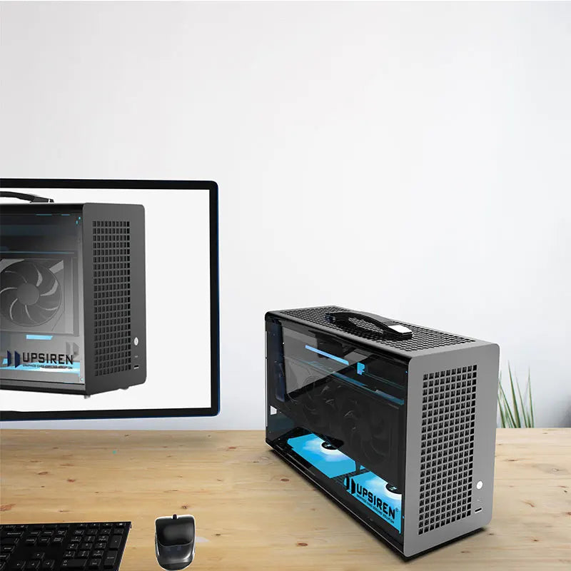 UPSIREN MD-1 ITX computer case，Support SFX power supply/ITX motherboard/graphics card（L） ≤380mm/Side-transparent portable case