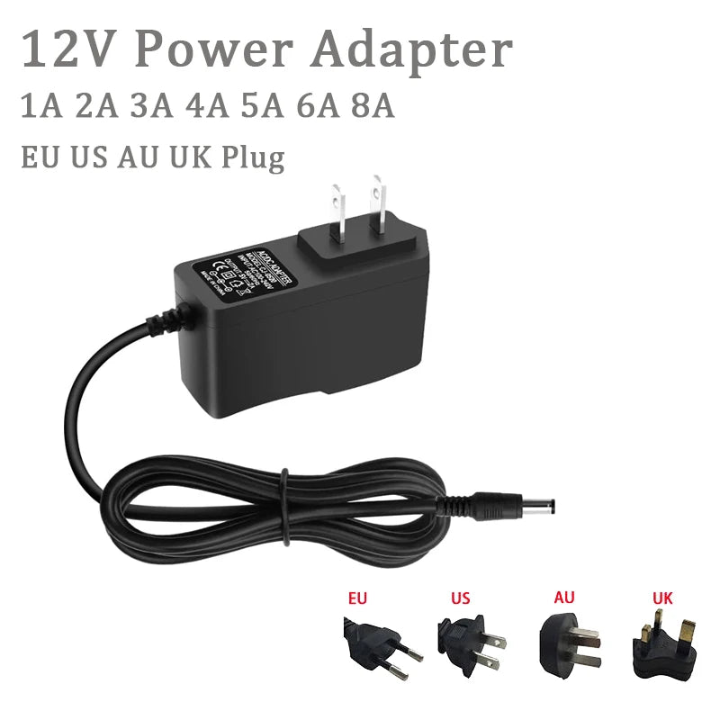 AC 110-240V DC 12V 1A 2A 3A 5A 6A 8A Universal Power Adapter Supply Charger adapter Eu Us Au Uk for 5M 10M 30M LED Light Strips