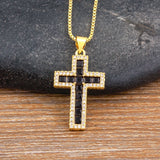 AIBEF New Arrivals Cross Crystal Pendant Necklace Copper Cubic Zircon Choker 6 Colors Choice Religion Jewelry Accessory Gift