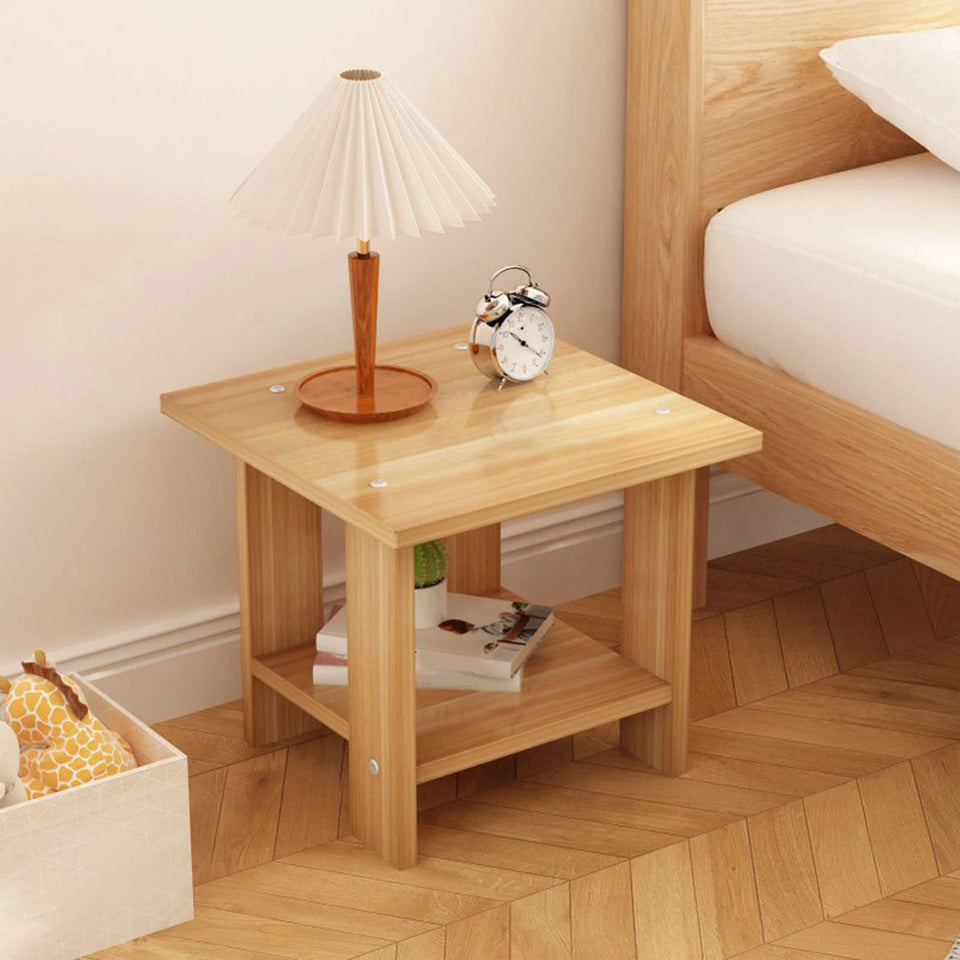 Wooden Double Layers Side Table Small Table Sofa Side Table Home Living Room Small Apartment Coffee Table Bedside Rack