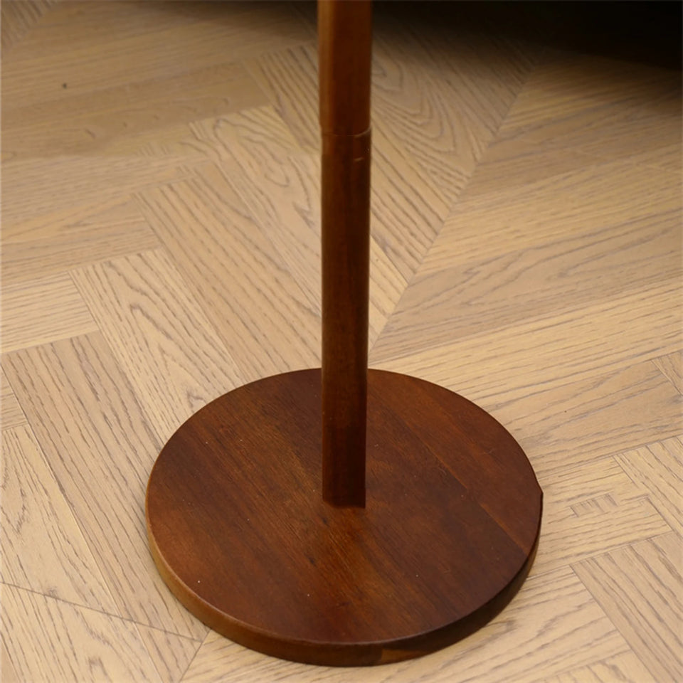 Wooden Round Sofa Side Table With Mobile Phone Holder Floor-Standing Small Table Small Side Table Corner Table Solid Wood Storag