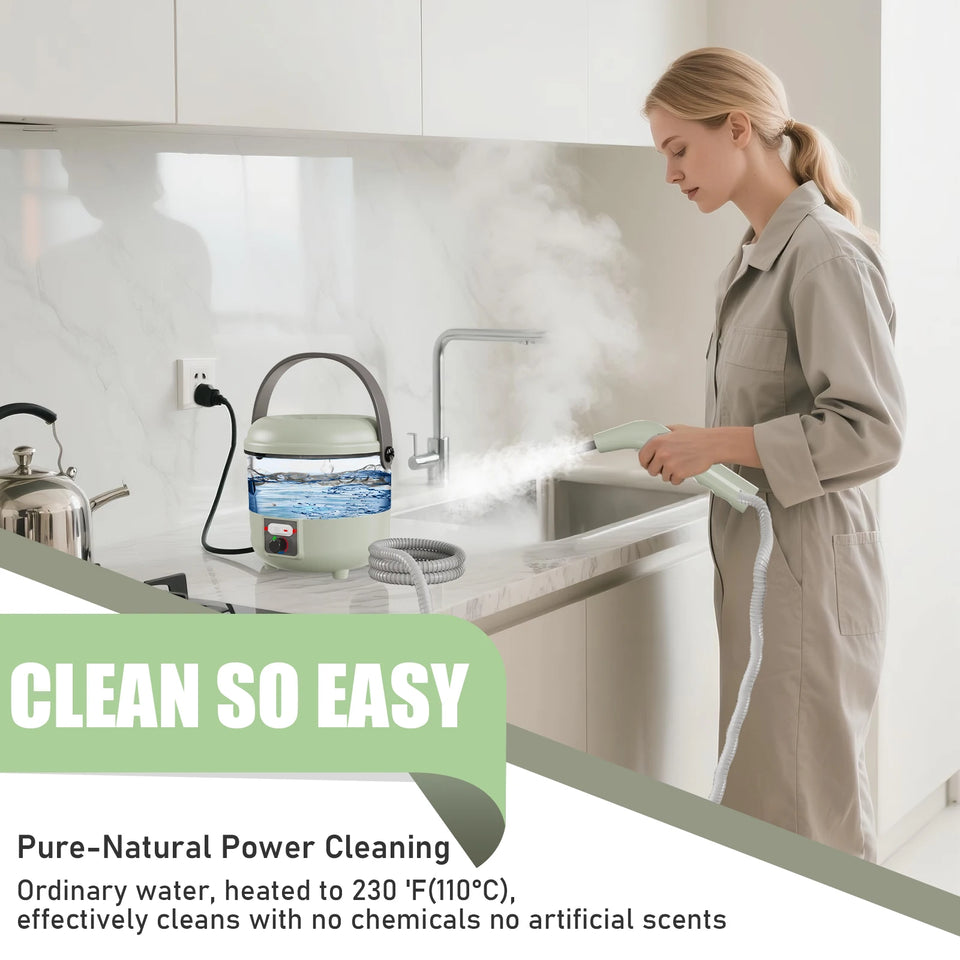 2500W Powerful Handheld Steam Cleaner with 6 Brush Heads - 45 Mins Runtime, 110V Multiuse Steamer for Deep Cleaning Upholstery,