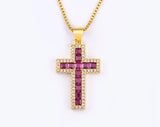 AIBEF New Arrivals Cross Crystal Pendant Necklace Copper Cubic Zircon Choker 6 Colors Choice Religion Jewelry Accessory Gift