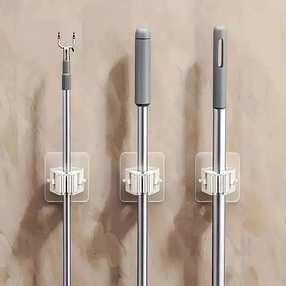 4/8/12 Mop Racks with No Drilling, Space Saving Design, Minimalist Style, Suitable for Bedrooms, Gardens, and Bathrooms