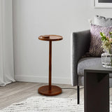 Wooden Round Sofa Side Table With Mobile Phone Holder Floor-Standing Small Table Small Side Table Corner Table Solid Wood Storag