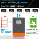 PowMr USA 20A 30A 40A MPPT Solar Charge Controller LCD Display for 12V 24V Power Bank AGM Gel Flooded Lithium Batteries Charger