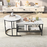 Urban Luxe coffee table with Adjustable Feet, Metal Surface Marble Slab side table living room Table Black