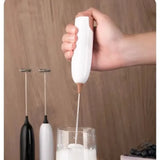 Electric Milk Frother Handheld Coffee Foam Maker 12000RPM Stainless Steel Whisk Portable Easy Clean Battery Operated