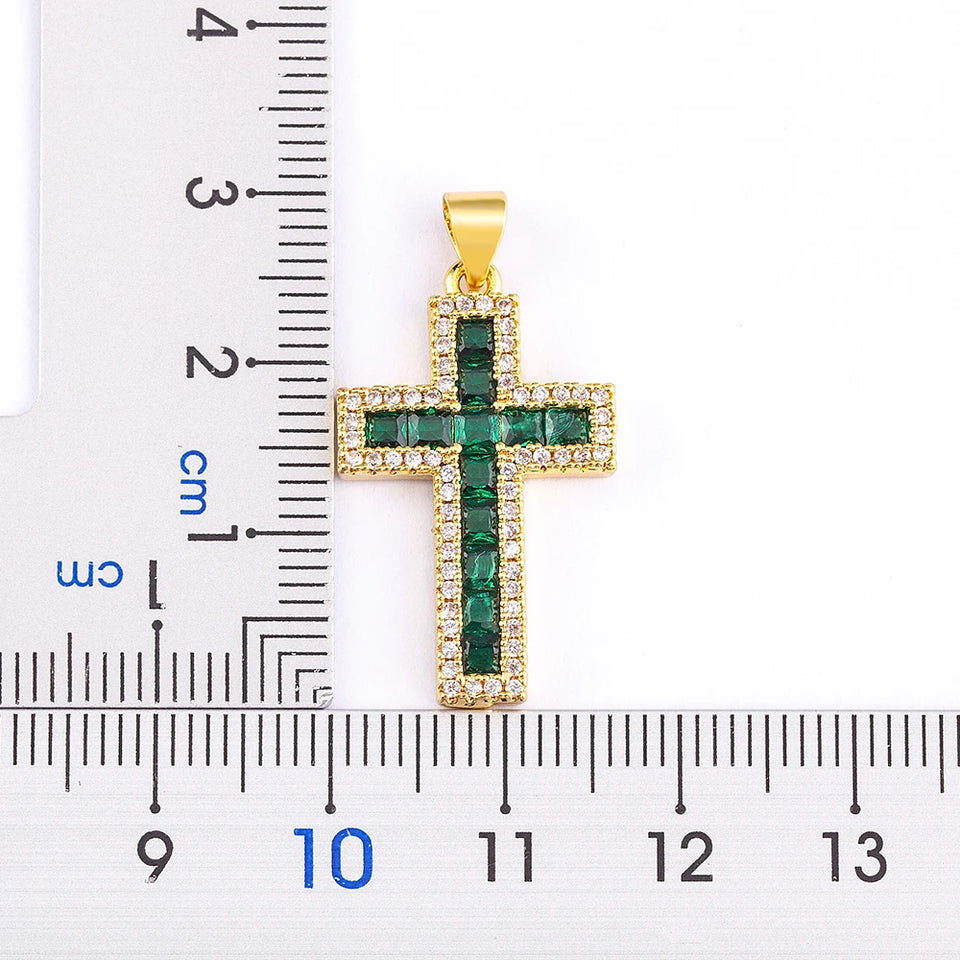 AIBEF New Arrivals Cross Crystal Pendant Necklace Copper Cubic Zircon Choker 6 Colors Choice Religion Jewelry Accessory Gift