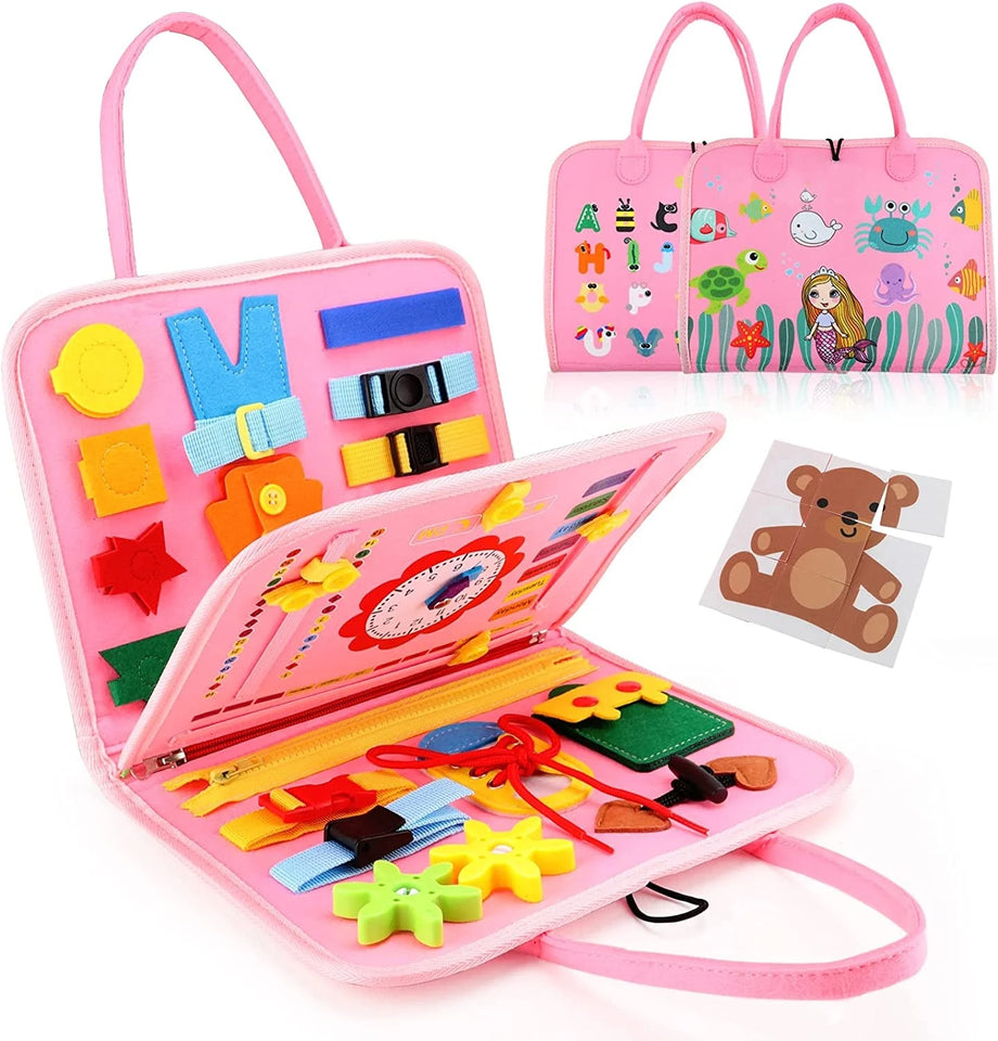 Montessori Toddler Busy Board,Autism Sensory Toys，Educational Activity Motor Skills Baby, Life Skills Learning Toys for Kids