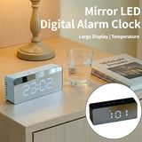 Electronic Mirror LED  Digital Alarm Clock, Temperature Date Display Mini Table Clock for Bedroom Home Office Teens Kids