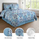 LUX Décor Reversible 5pc Comforter Set, Printed Bedding Set, Microfiber Bed in a Bag, Includes 1 Comforter, 2 Pillow Shams