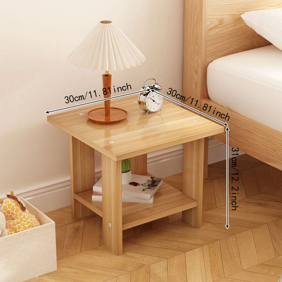 Wooden Double Layers Side Table Small Table Sofa Side Table Home Living Room Small Apartment Coffee Table Bedside Rack