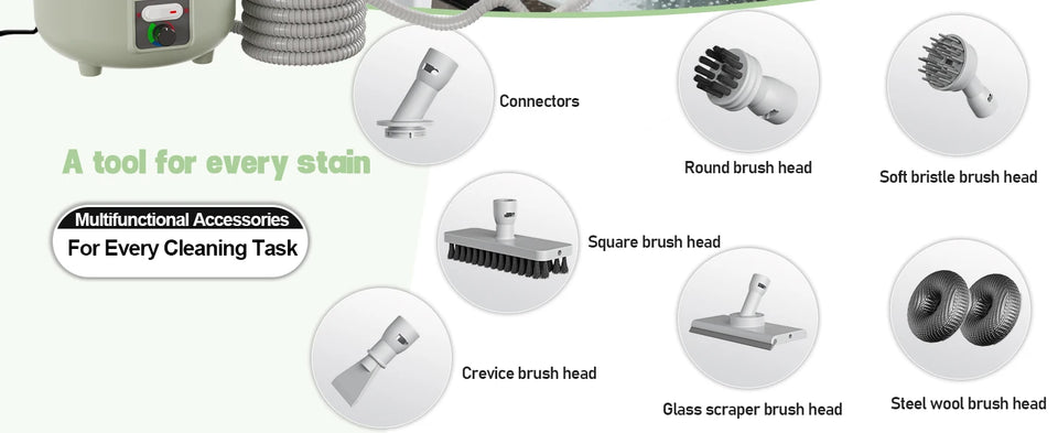 2500W Powerful Handheld Steam Cleaner with 6 Brush Heads - 45 Mins Runtime, 110V Multiuse Steamer for Deep Cleaning Upholstery,