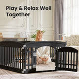 6 PanelDog Playpen Safe & Secure Indoor/Outdoor Pet Fence | Folding & Portable | Ideal for Small to Medium Dogs | Easy to Clean