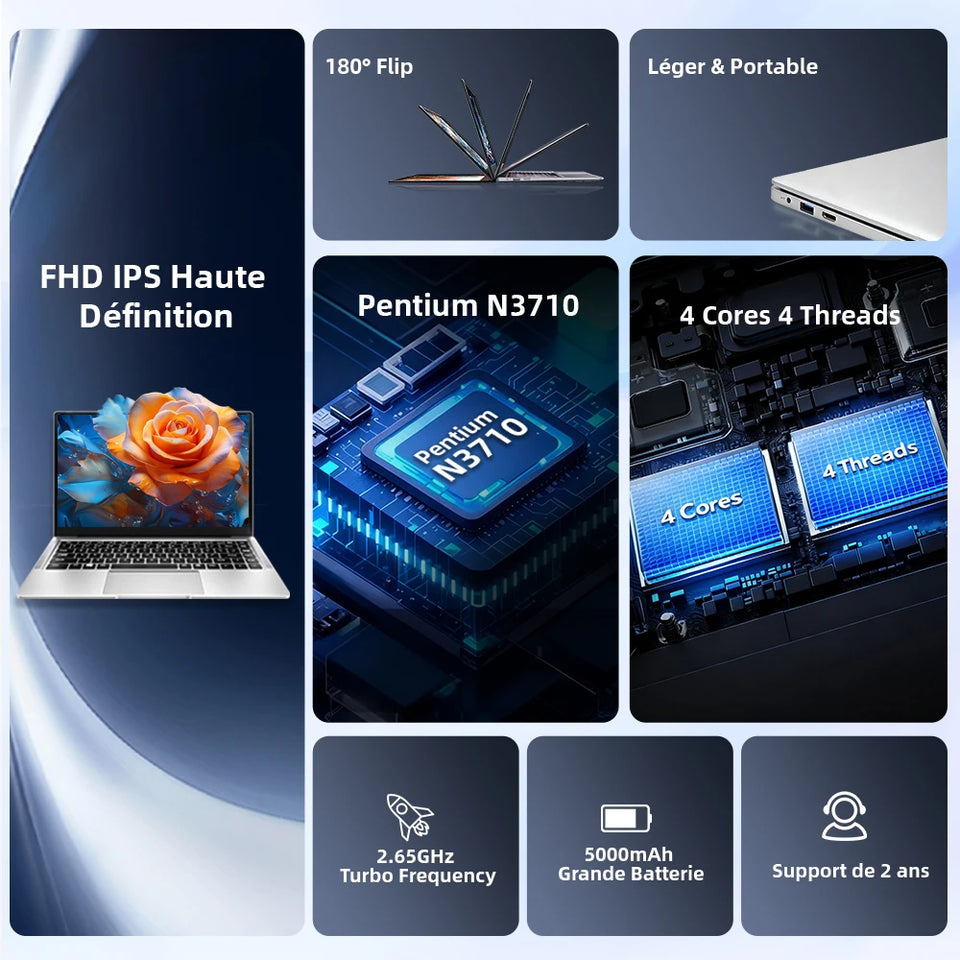 Laptop 15.6 INCH 8 Go RAM Go SSD Celero N N3450 CPU PC Portable student FHD IPS with Wi-FI 5 Bluetooth
