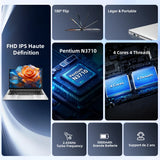 Laptop 15.6 INCH 8 Go RAM Go SSD Celero N N3450 CPU PC Portable student FHD IPS with Wi-FI 5 Bluetooth