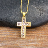 AIBEF New Arrivals Cross Crystal Pendant Necklace Copper Cubic Zircon Choker 6 Colors Choice Religion Jewelry Accessory Gift