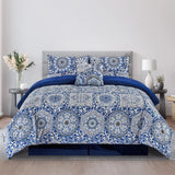 LUX Décor Reversible 5pc Comforter Set, Printed Bedding Set, Microfiber Bed in a Bag, Includes 1 Comforter, 2 Pillow Shams