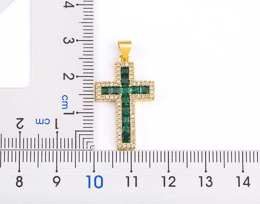 AIBEF New Arrivals Cross Crystal Pendant Necklace Copper Cubic Zircon Choker 6 Colors Choice Religion Jewelry Accessory Gift