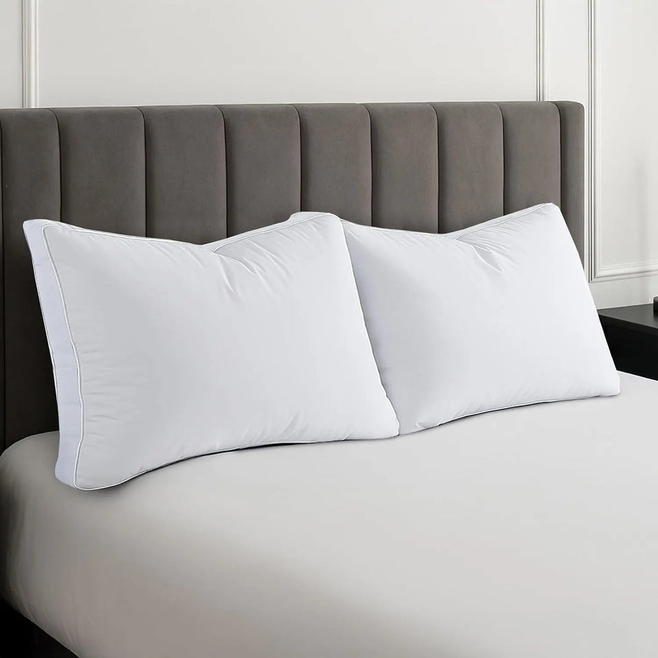 Lux Décor Bed Pillows- Set of 2 - Hotel Quality Gusseted Down Alternative Pillows for Back, Stomach or Side Sleepers