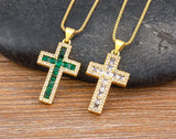 AIBEF New Arrivals Cross Crystal Pendant Necklace Copper Cubic Zircon Choker 6 Colors Choice Religion Jewelry Accessory Gift